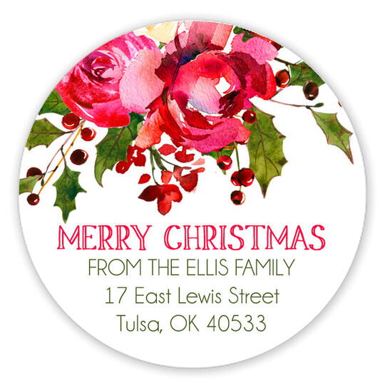 Holiday Bouquet Round Large Address Labels